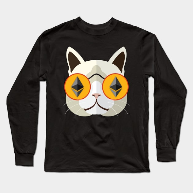 Ethereum Cat Hipster Long Sleeve T-Shirt by mangobanana